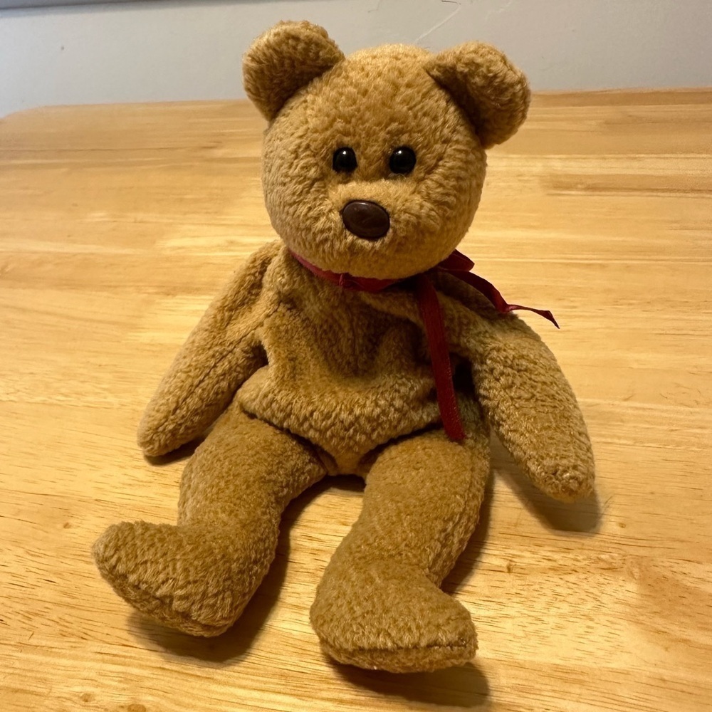 Rare Ty Beanie Babies 1993 / 1996 “Curly" The Bear P.V.C Pellets No Tag